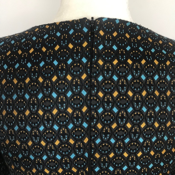 Love & Girl Blue & Gold Geometric Jacquard Dress L - Picture 9 of 14